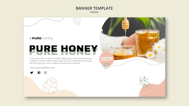 PSD gratuit bannière horizontale pour du miel pur
