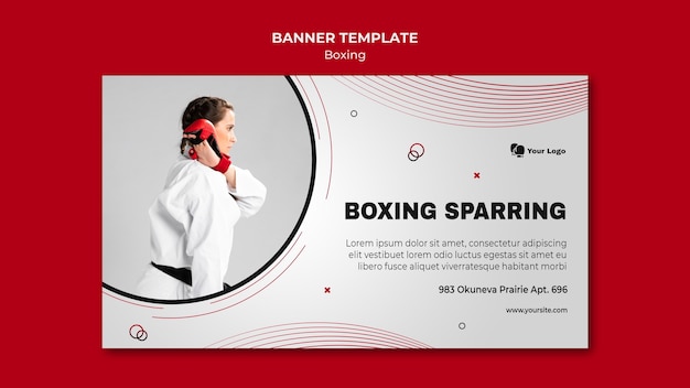 PSD gratuit bannière horizontale pour l'entraînement de boxe