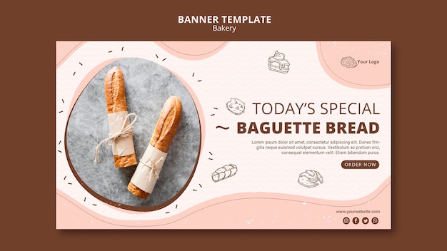 Bannière horizontale pour entreprise de boulangerie