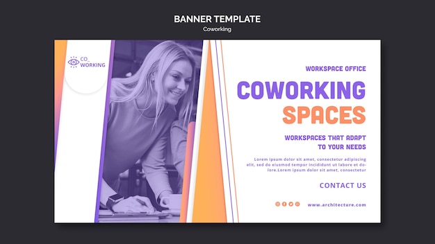 PSD gratuit bannière horizontale pour espace de coworking