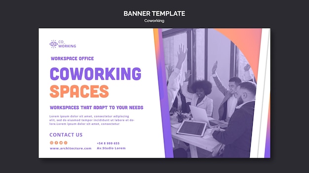 PSD gratuit bannière horizontale pour espace de coworking