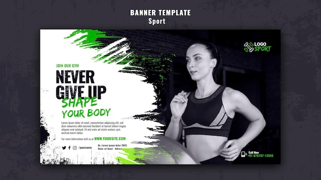 Bannière horizontale pour l'exercice et l'entraînement en salle de sport