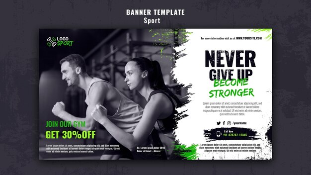 Bannière horizontale pour l'exercice et l'entraînement en salle de sport