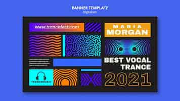 PSD gratuit bannière horizontale pour le festival de musique trance 2021