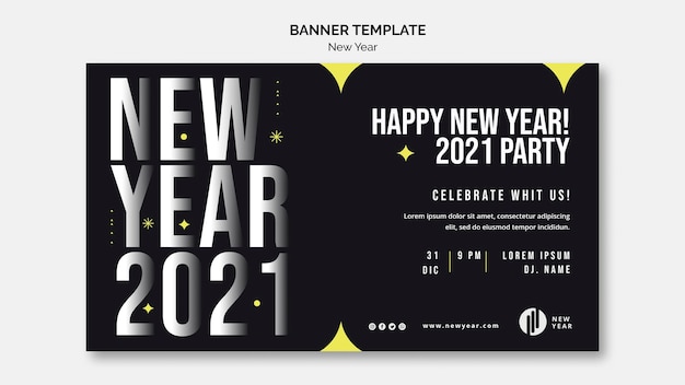 PSD gratuit bannière horizontale pour la fête du nouvel an