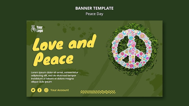 PSD gratuit bannière horizontale pour la journée mondiale de la paix