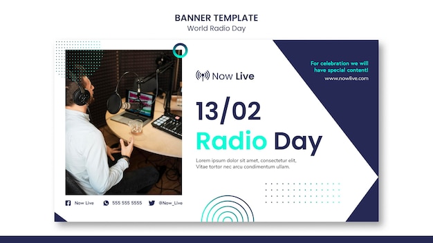 PSD gratuit bannière horizontale pour la journée mondiale de la radio
