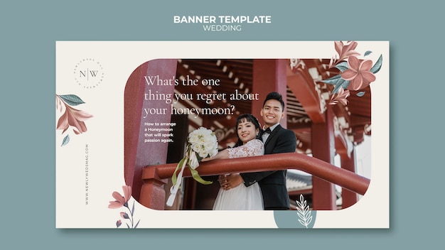 PSD gratuit bannière horizontale pour mariage floral