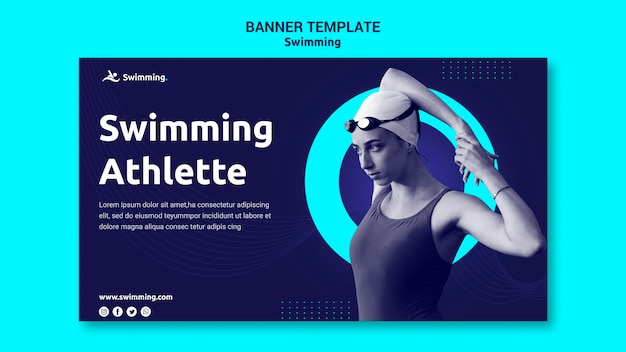 PSD gratuit bannière horizontale pour nager avec une nageuse