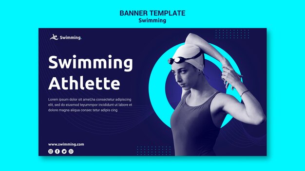 Bannière horizontale pour nager avec une nageuse