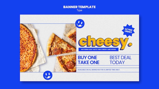 PSD gratuit bannière horizontale pour une nouvelle saveur de pizza au fromage