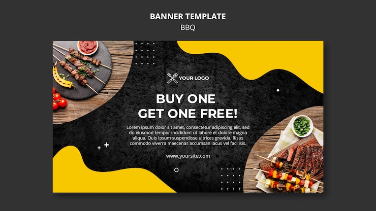 PSD gratuit bannière horizontale pour restaurant barbecue