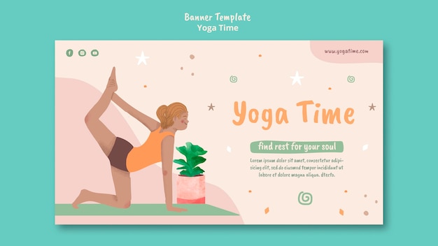 Bannière horizontale pour le temps de yoga
