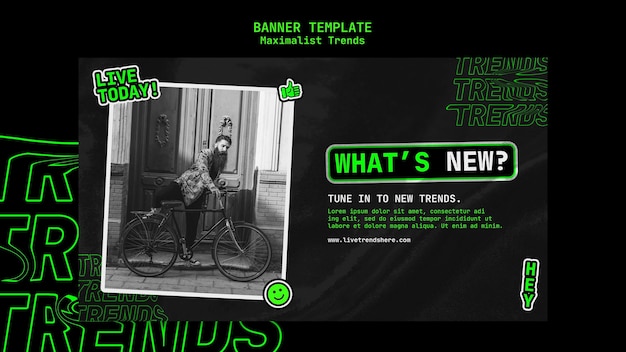 PSD gratuit bannière horizontale pour tendance maximaliste