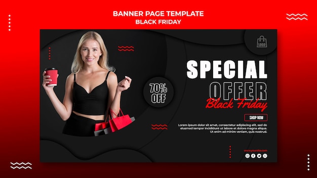 Bannière horizontale pour la vente du vendredi noir