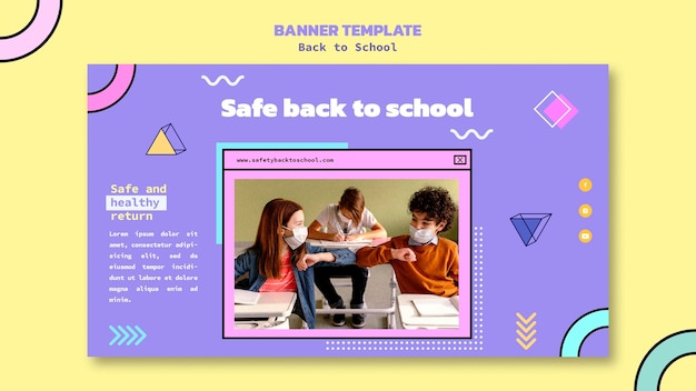 PSD gratuit bannière horizontale de retour à l'école