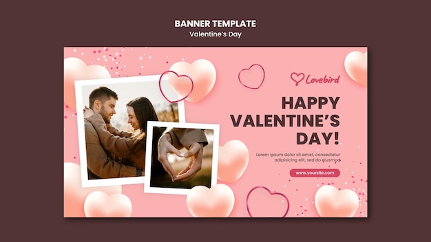 Bannière horizontale de la Saint-Valentin avec photo