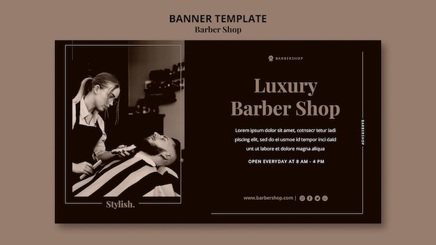 Bannière horizontale de salon de coiffure de luxe