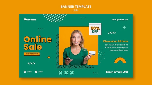 PSD gratuit bannière horizontale de vente en ligne