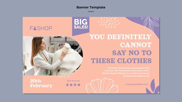 Bannière horizontale de vente de mode