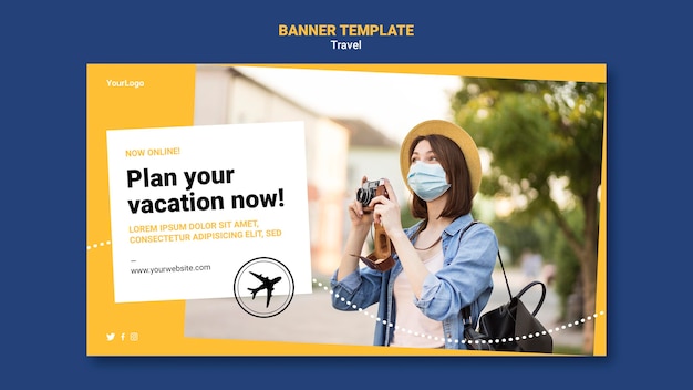PSD gratuit bannière horizontale de voyage avec photo