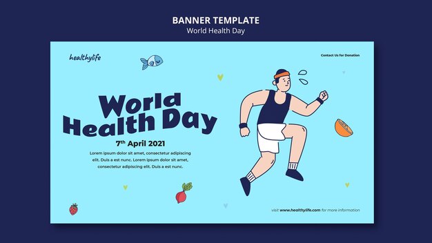 Bannière illustrée de la journée mondiale de la santé
