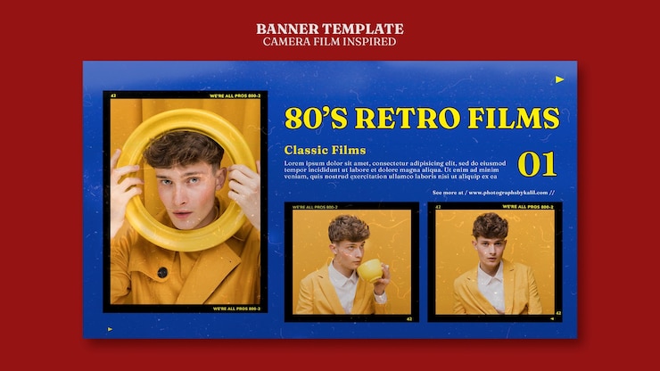 PSD gratuit bannière inspirée du film de caméra