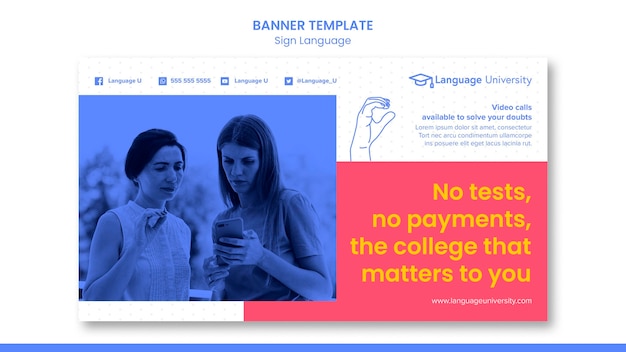 PSD gratuit bannière en langue des signes avec photo