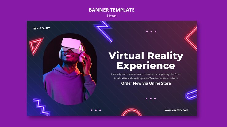 PSD gratuit bannière de lunettes de réalité virtuelle au néon