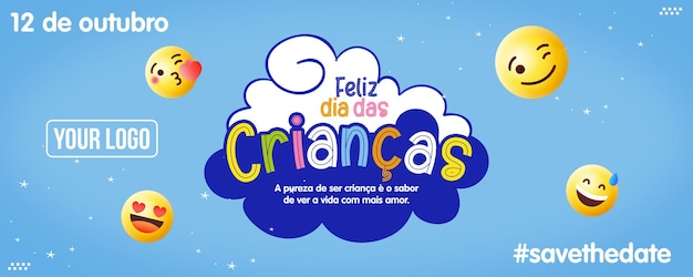 Bannière De Médias Sociaux De La Bonne Fête Des Enfants Pour La Campagne De Marketing Du Brésil En Portugais