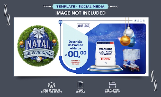 PSD gratuit bannière de médias sociaux instagram christmass economy pour les ventes de produits dans les supermarchés