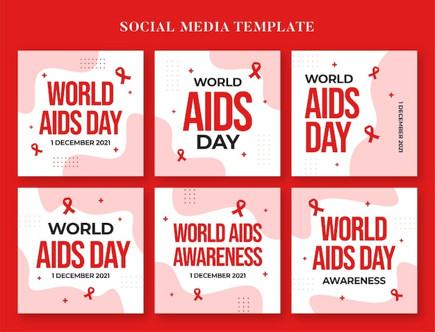 Bannière de médias sociaux de la journée mondiale du sida et modèle de publication instagram