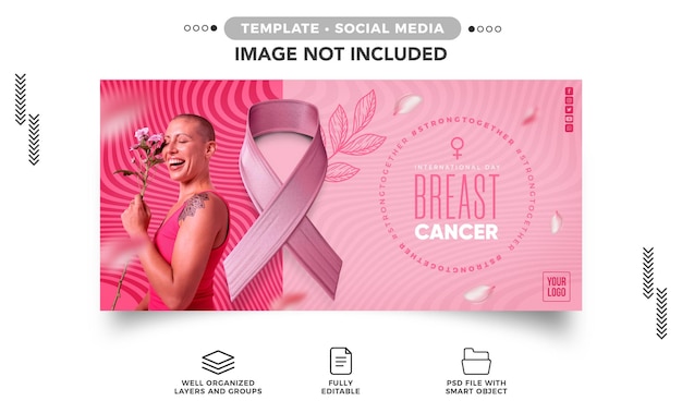 Bannière de médias sociaux octobre campagne rose rose