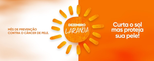 PSD gratuit bannière de médias sociaux orange décembre profitez du soleil mais protégez votre peau