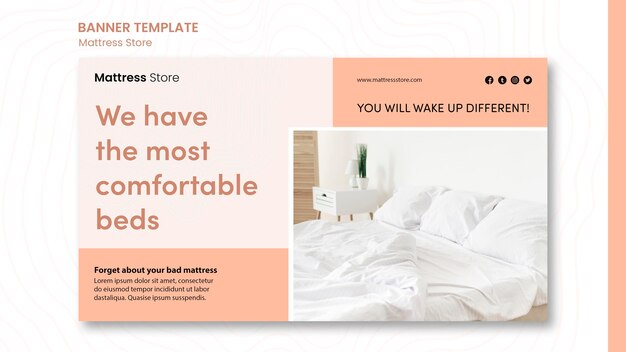 Bannière de modèle d'annonce de magasin de matelas
