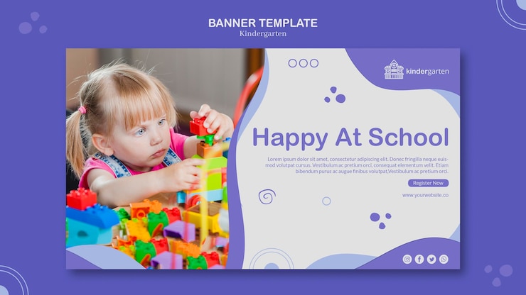 PSD gratuit bannière de modèle d'annonce de maternelle