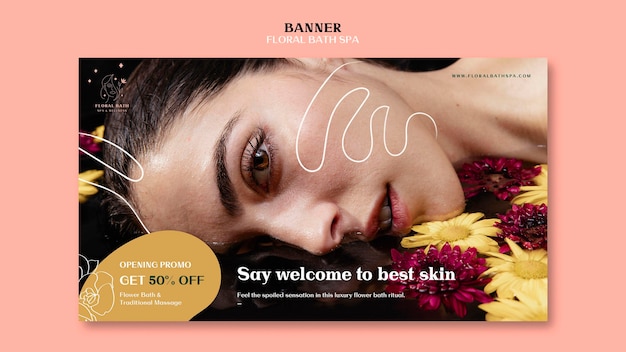 PSD gratuit bannière de modèle d'annonce de spa floral