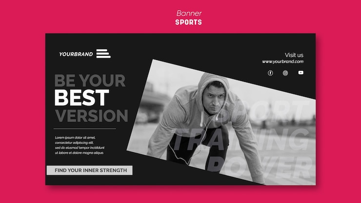 PSD gratuit bannière de modèle d'annonce sportive