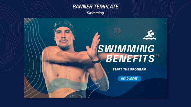 Bannière de modèle d'avantages de natation