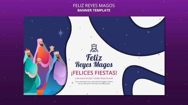 PSD gratuit bannière de modèle feliz reyes magos