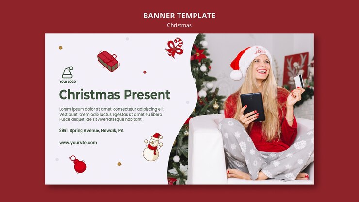 PSD gratuit bannière de modèle de magasin de cadeaux de noël