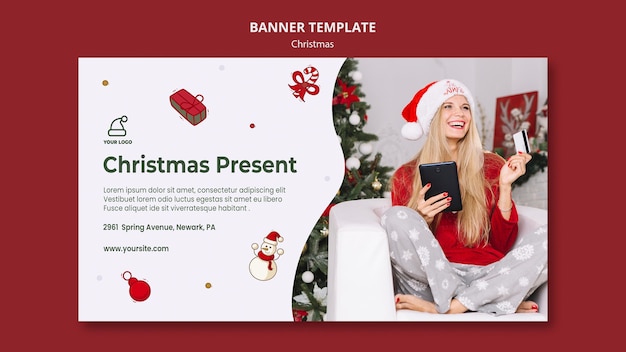 Bannière de modèle de magasin de cadeaux de Noël