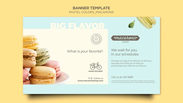 Bannière de modèle de magasin de macarons