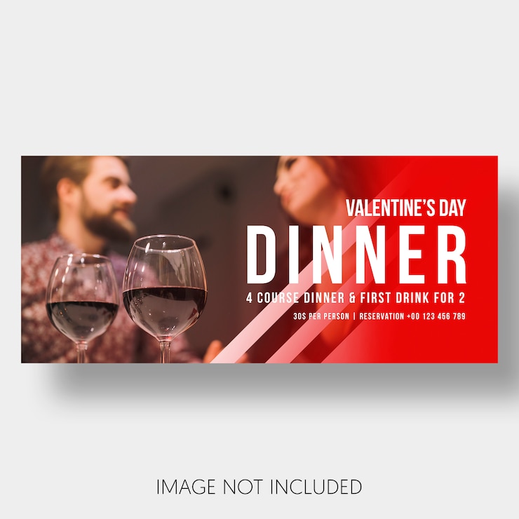 PSD gratuit bannière modèle restaurant couple saint valentin