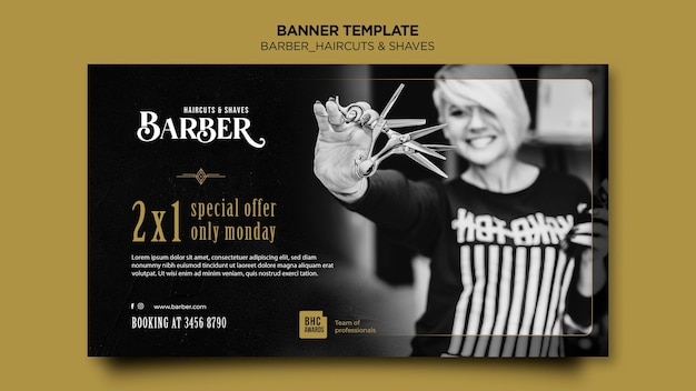 Bannière de modèle de salon de coiffure