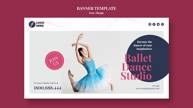 PSD gratuit bannière de modèle de studio de danse