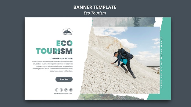 PSD gratuit bannière de modèle de tourisme écologique