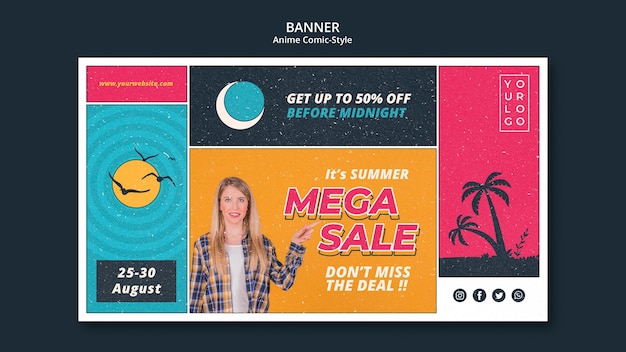 PSD gratuit bannière de modèle de vente d'été