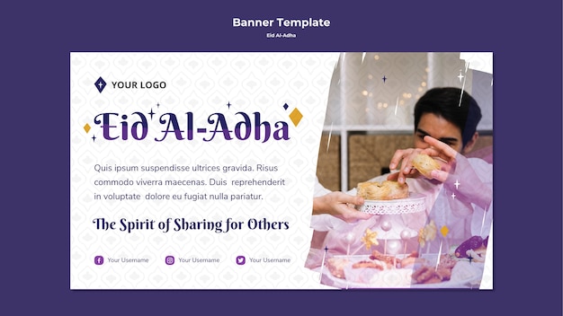 PSD gratuit bannière pour eid mubarak