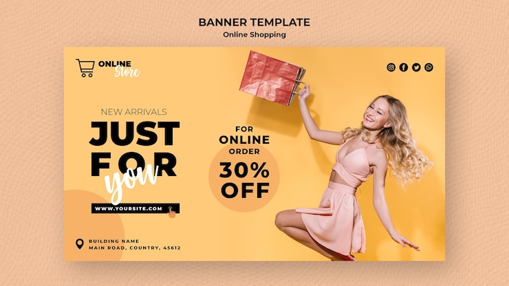 PSD gratuit bannière pour la vente de mode en ligne